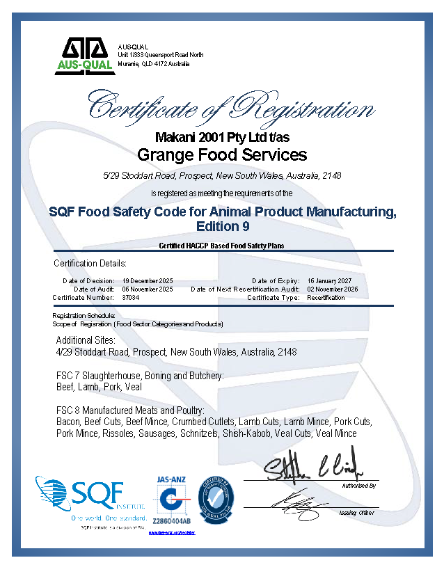 , Certifications, Makani Meats